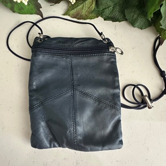 Genuine Leather Crossbody Bag With Multi Zipper Pockets & Adjustable Strap - Mad - Picture 2 of 7